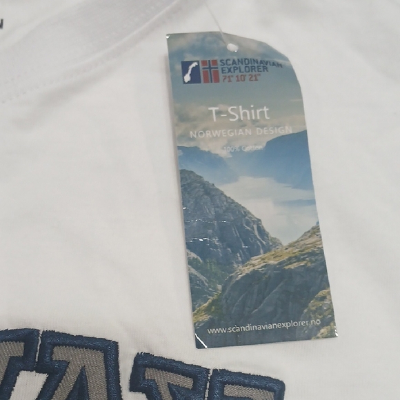 Scandinavian Explorer Classic White Norway Graphic Tee Sz Small 100% Cotton New - Picture 2 of 8